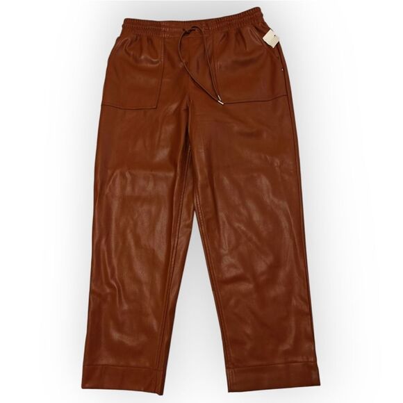 NWT A New Day Tapered Faux Leather Tan Brown Pants Sz L - Picture 5 of 10